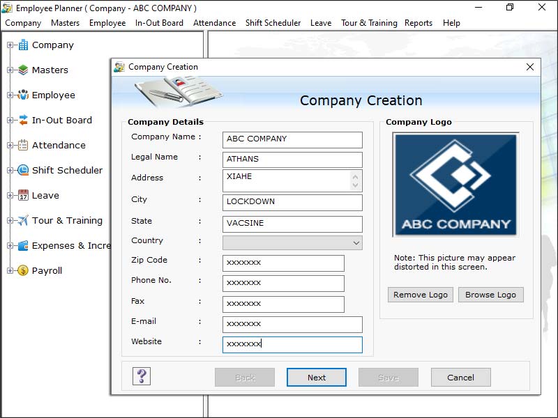 Screenshot of Business Scheduling Software