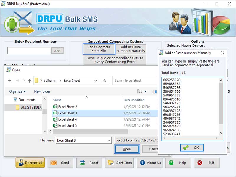 PC to mobile text SMS software sends unlimited mass messages on one mouse click