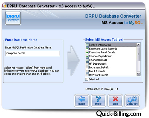 MS Access to MySQL Database Converter Screenshot