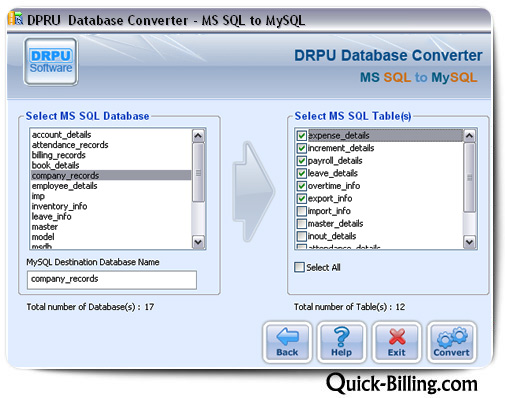 MSSQL to MySQL Database Converter Screenshot