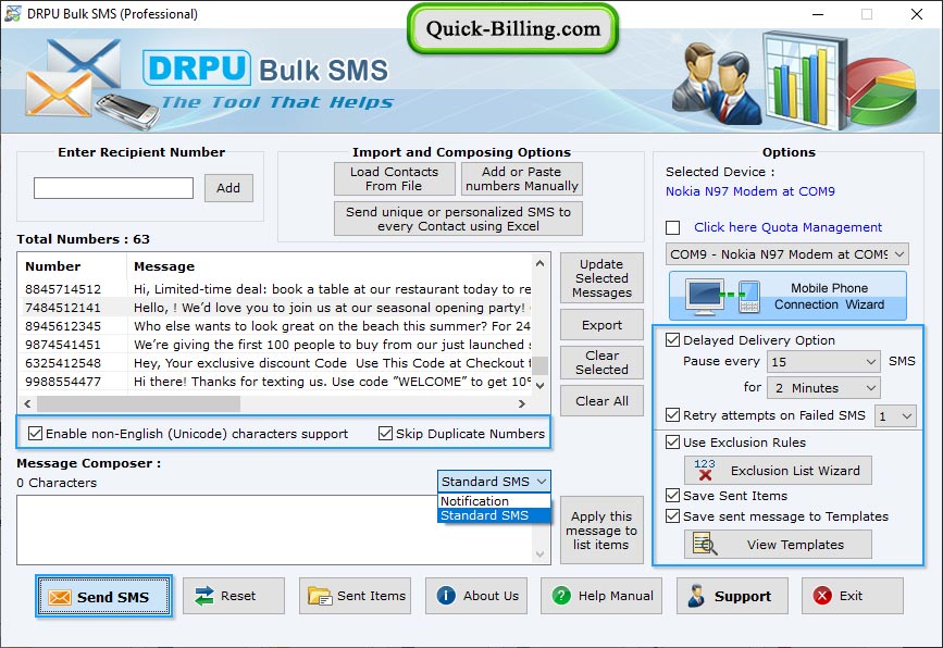 Bulk Text Messaging Software for GSM Mobile Phone