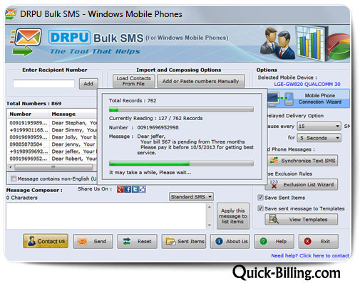 Bulk Text Messaging Software for Windows Mobile Phone