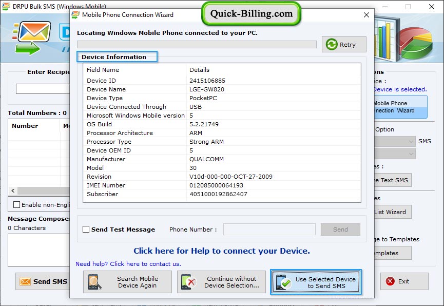 Bulk Text Messaging Software for Windows Mobile Phone