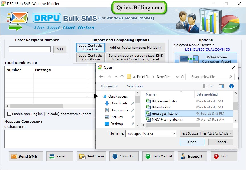 Bulk Text Messaging Software for Windows Mobile Phone