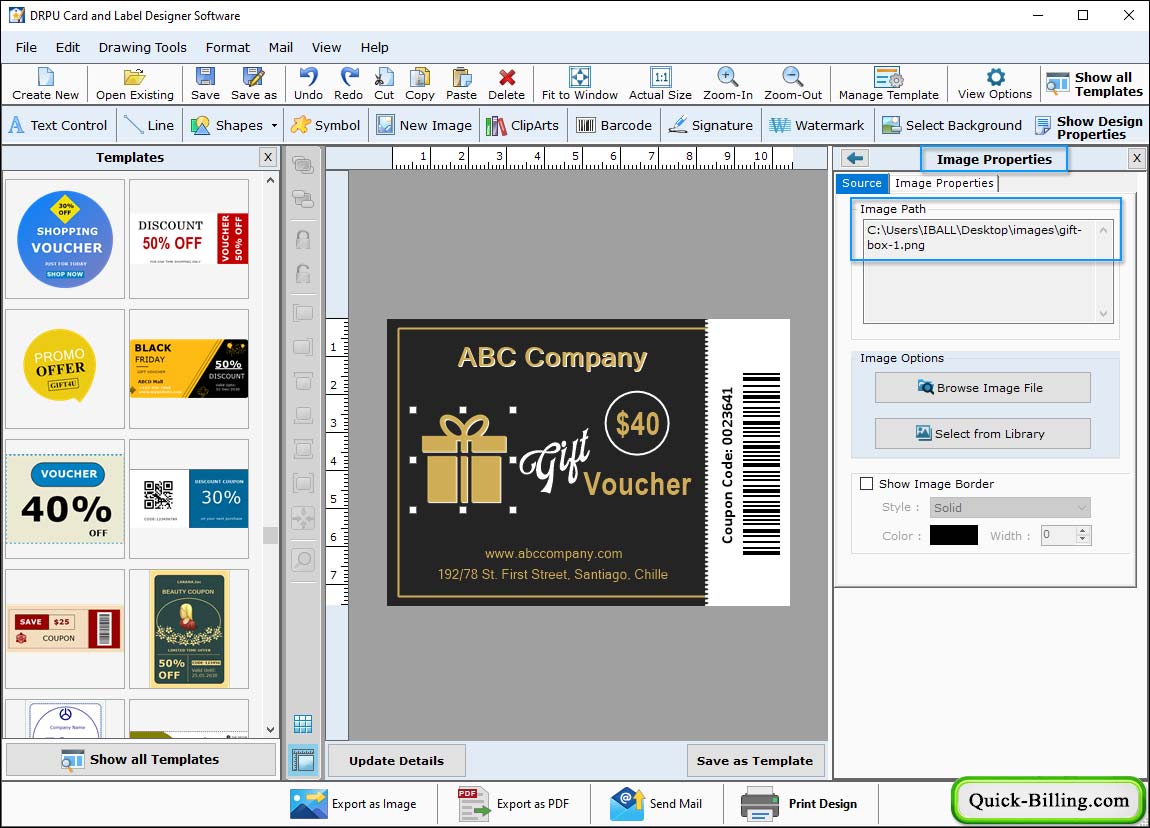 Image Property Card and Label Designing Software