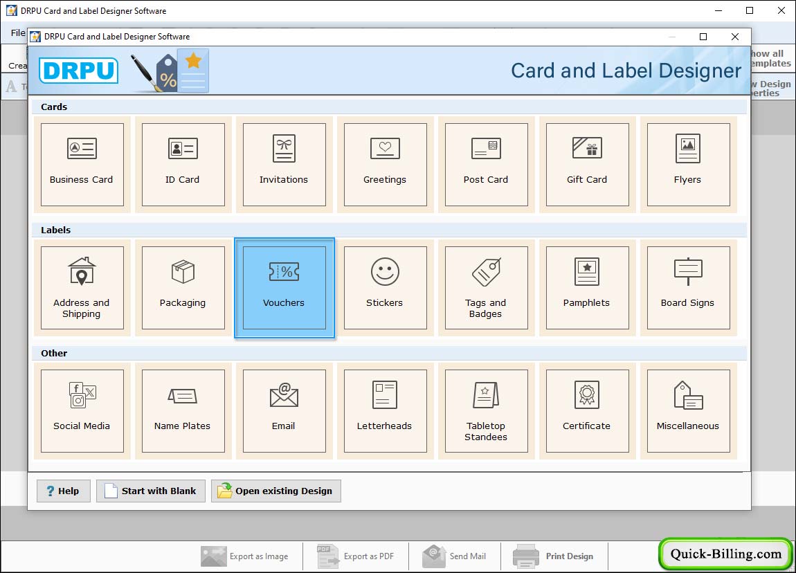 Start with New Label Format Card and Label Designing Software