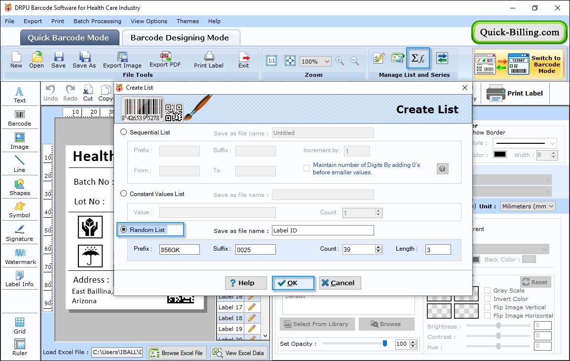 Random Series Barcode Maker Software for Healthcare Industry
