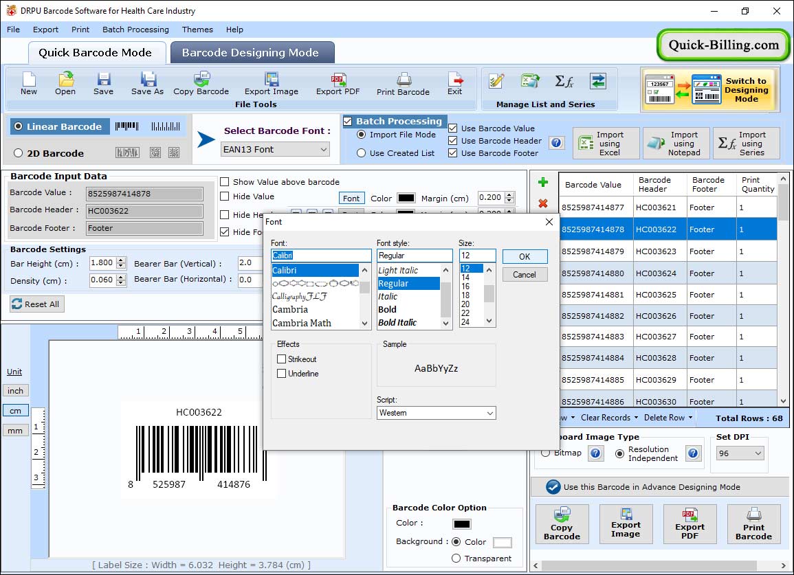 Select Barcode Font Barcode Maker Software for Healthcare Industry