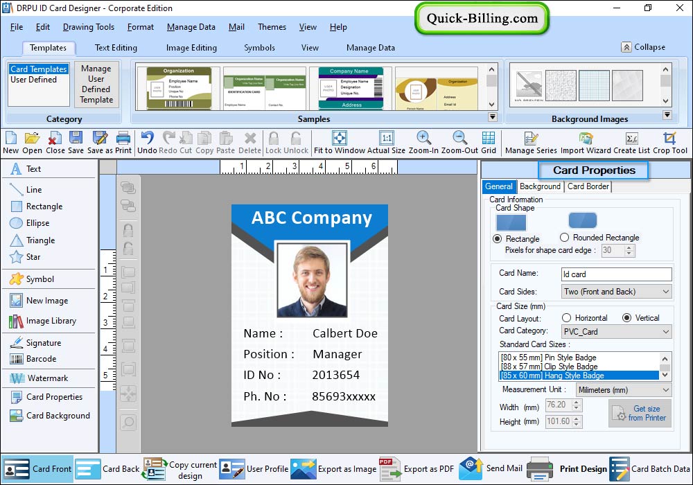 Front Side of Designed ID Card ID Card Design - Corporate Edition