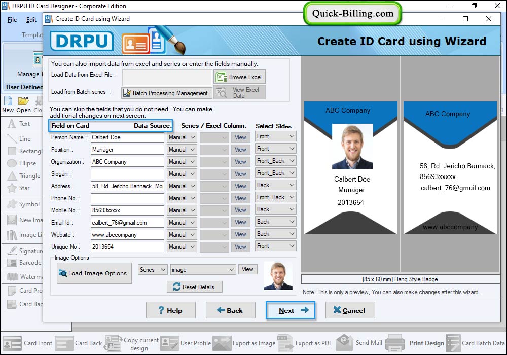 Select Excel File ID Card Design - Corporate Edition