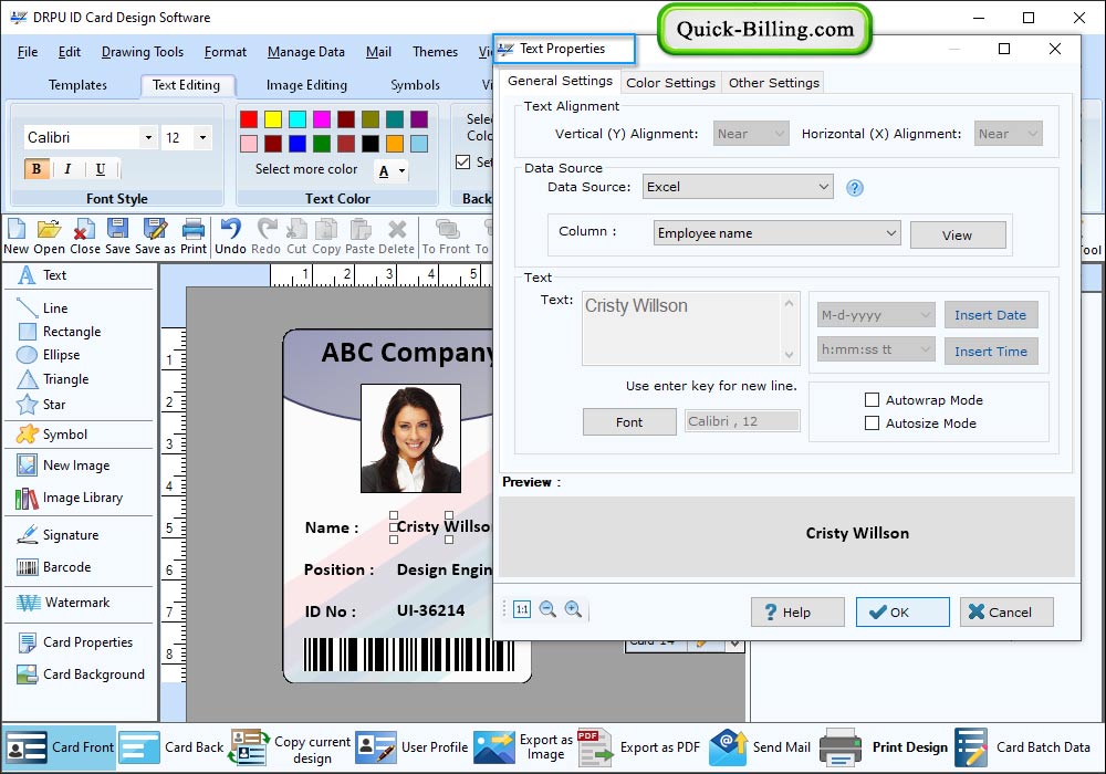 Text Property ID card Design Software