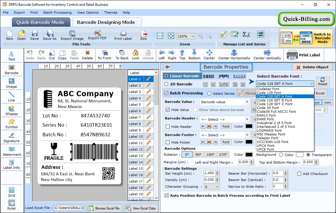 Select barcode property Barcode Maker Software for Inventory Control
