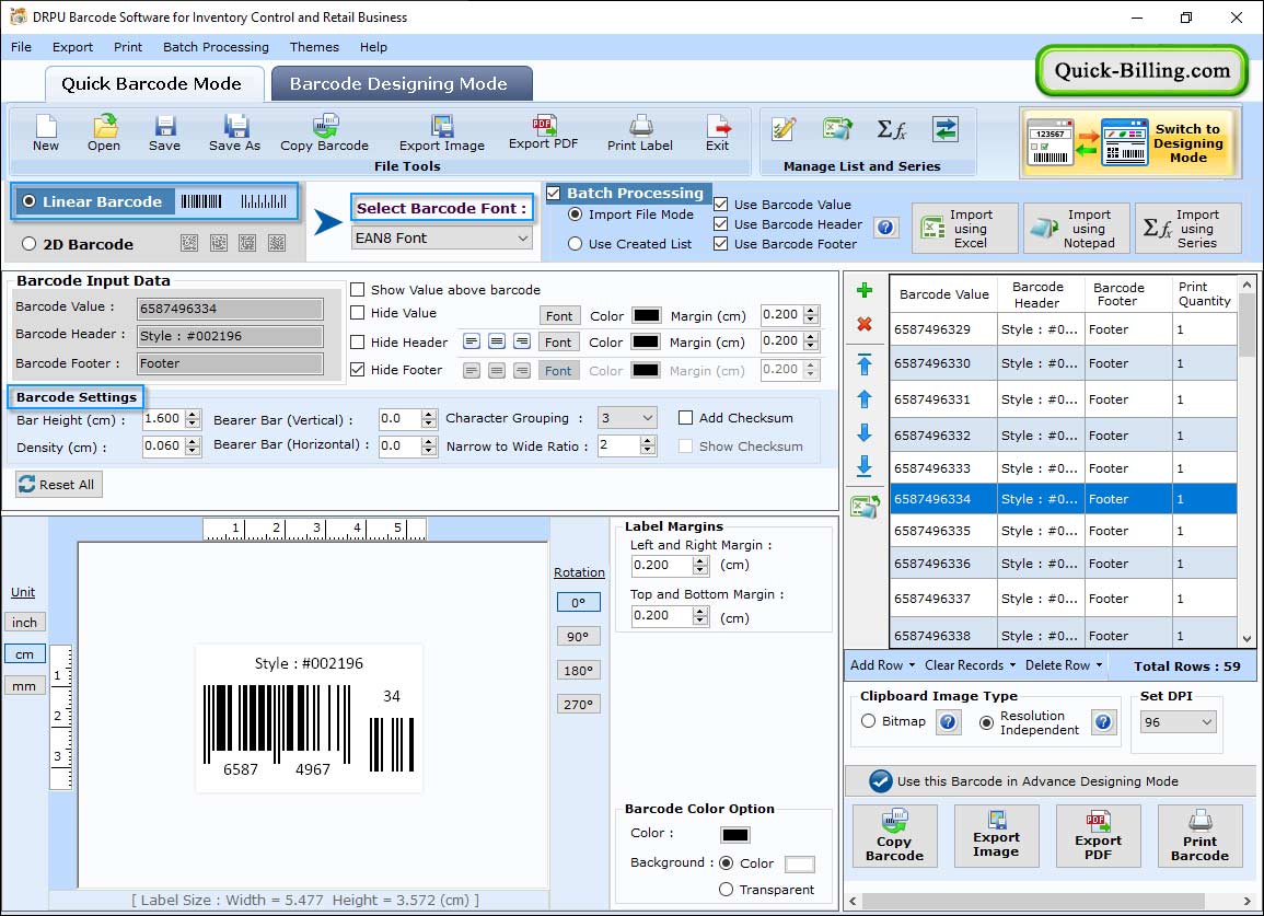 Font Settings Barcode Maker Software for Inventory Control