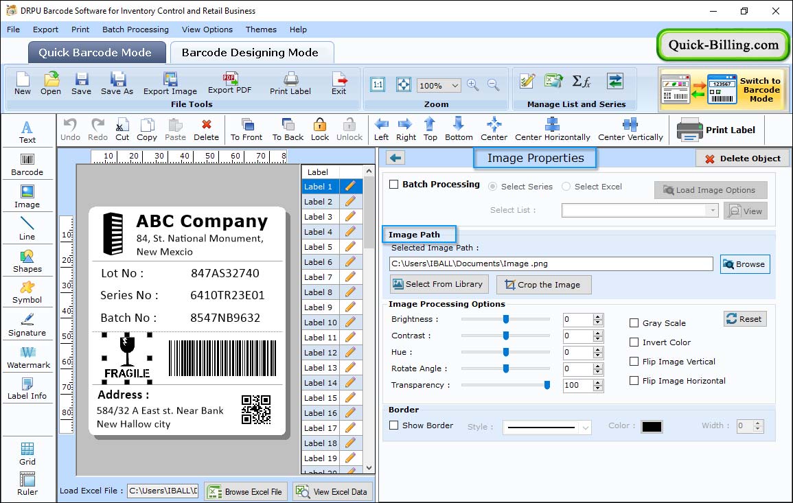 Select Image path File Barcode Maker Software for Inventory Control