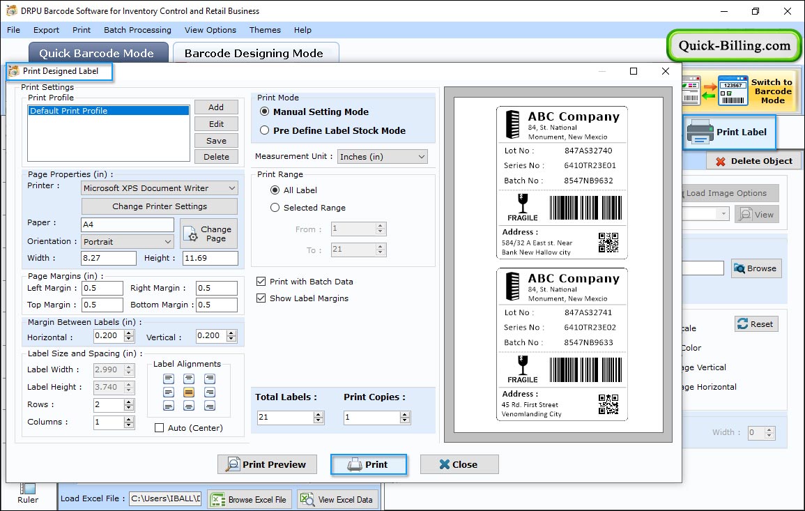 Print Preview Label Barcode Maker Software for Inventory Control