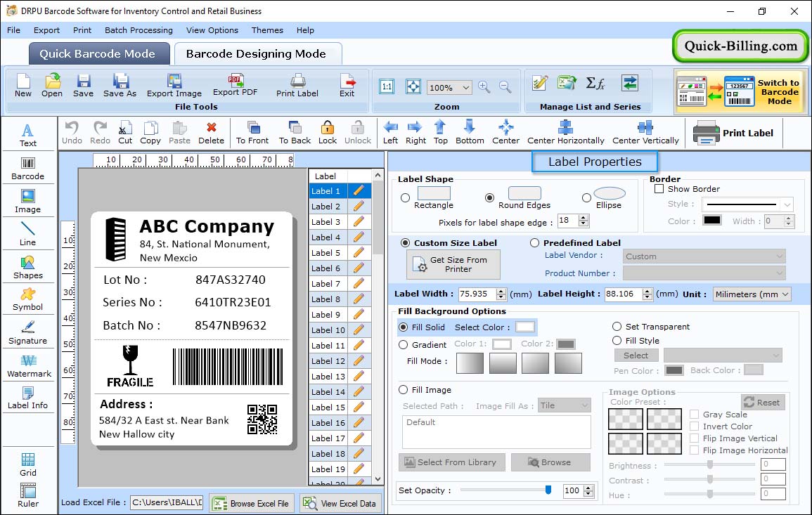 Shape Property Barcode Maker Software for Inventory Control