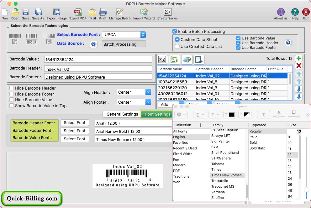 Font Settings Font Settings