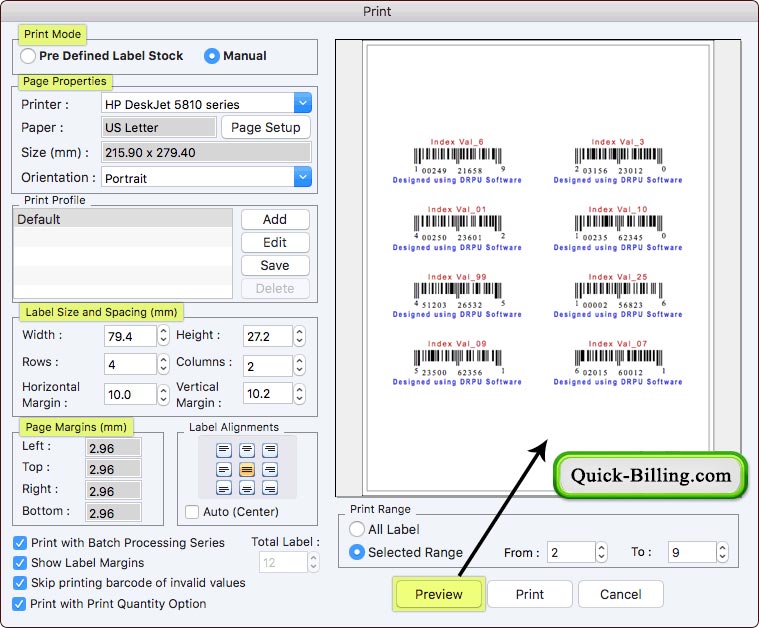 Print barcode labels Print barcode labels