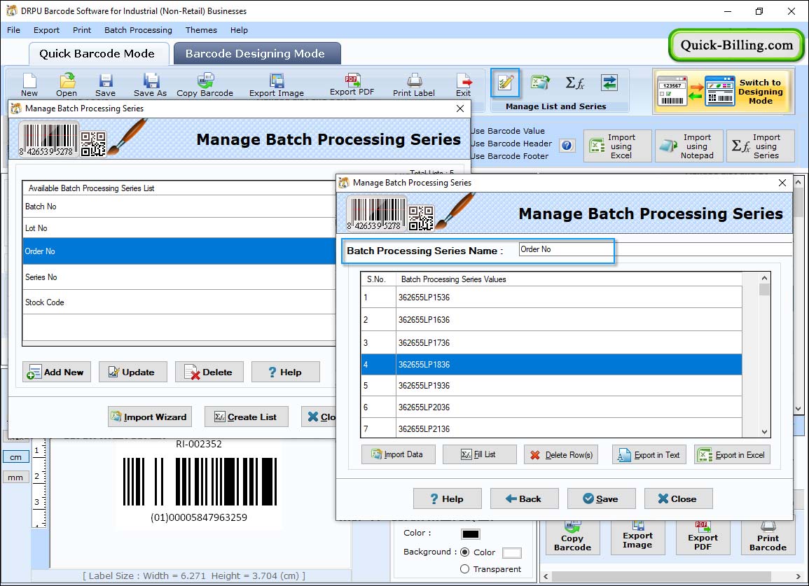 Mangae Batch Processing Series. Barcode Maker Software for Manufacturing Industry