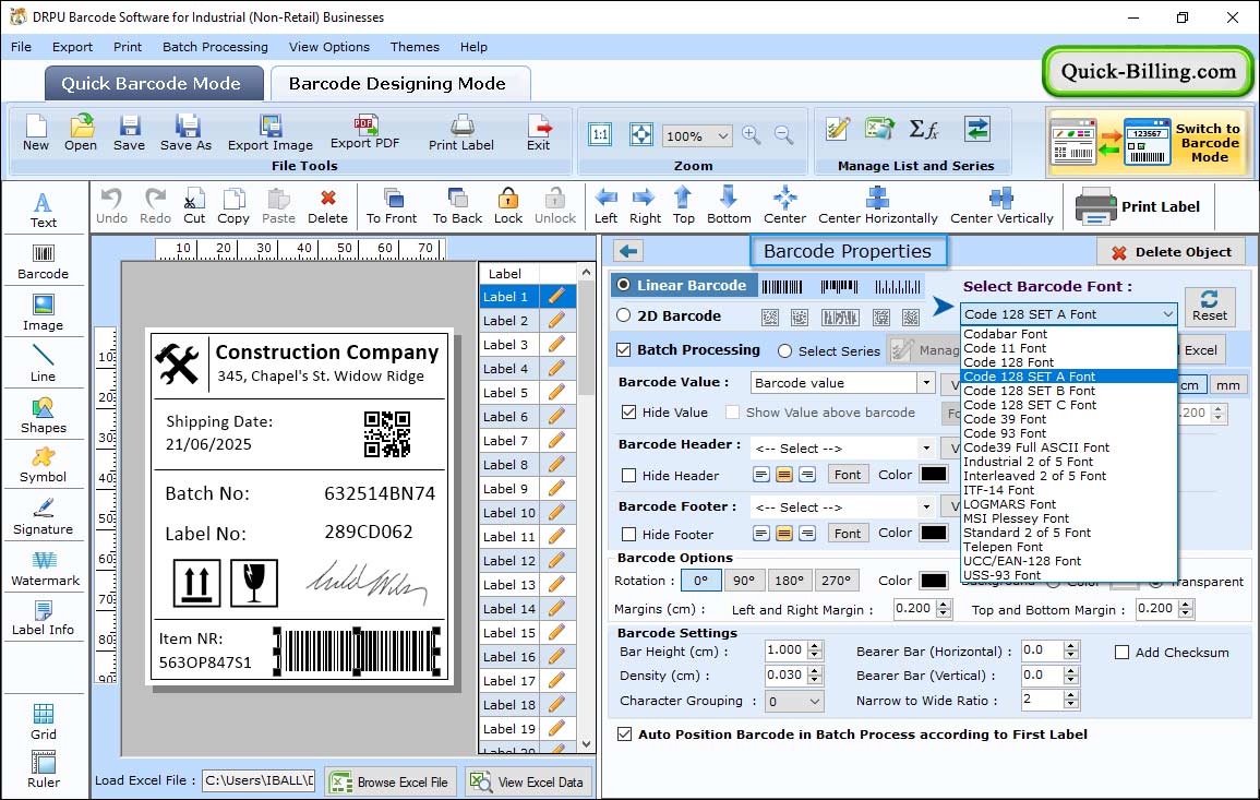 Barcode Properties Barcode Maker Software for Manufacturing Industry
