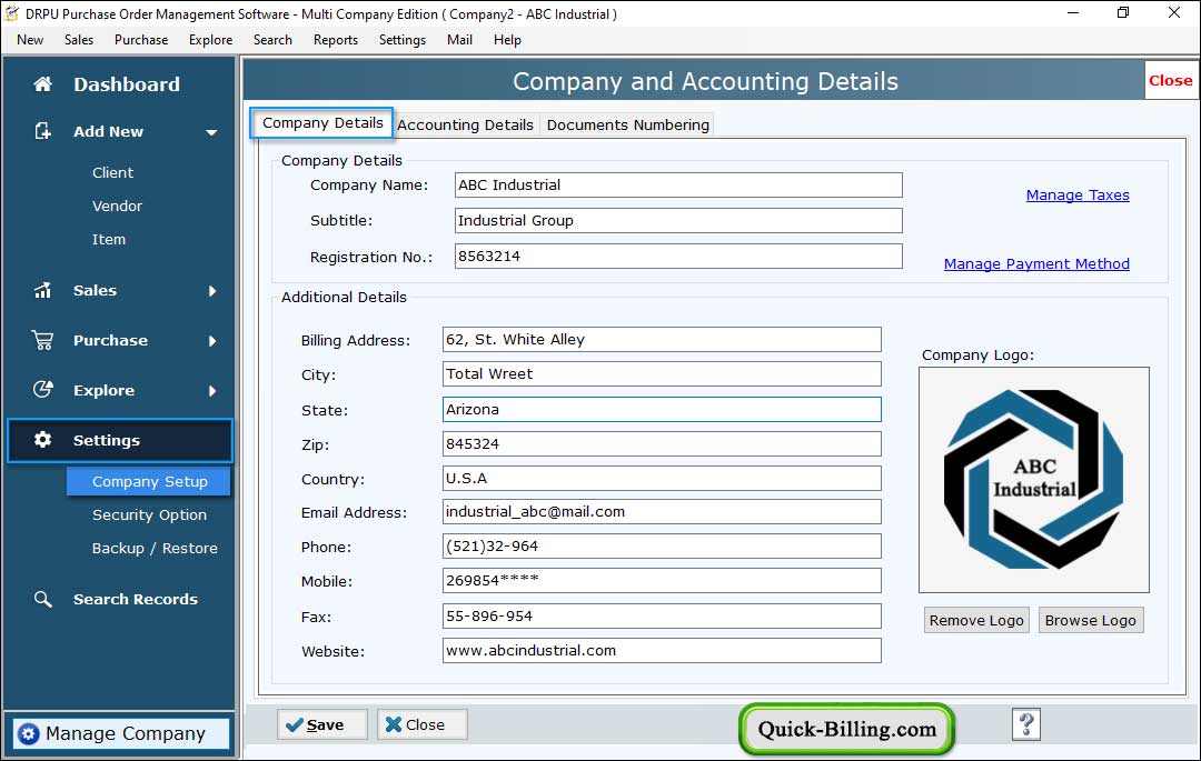 Purchase Order Software - Multi Company Edition