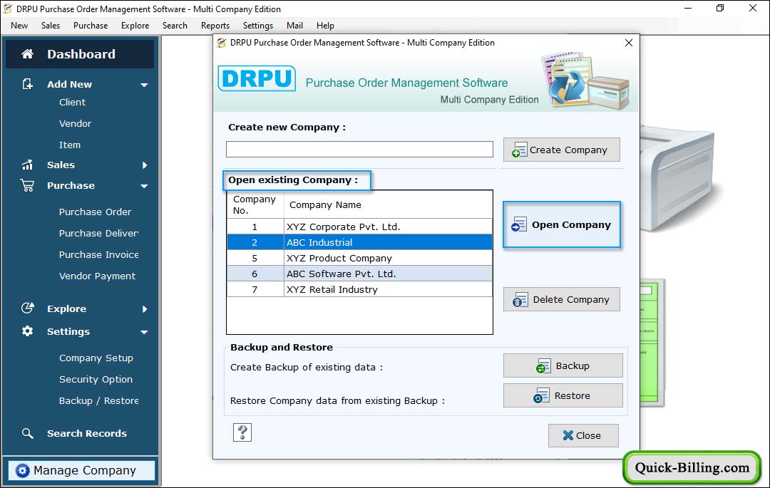 Purchase Order Software - Multi Company Edition