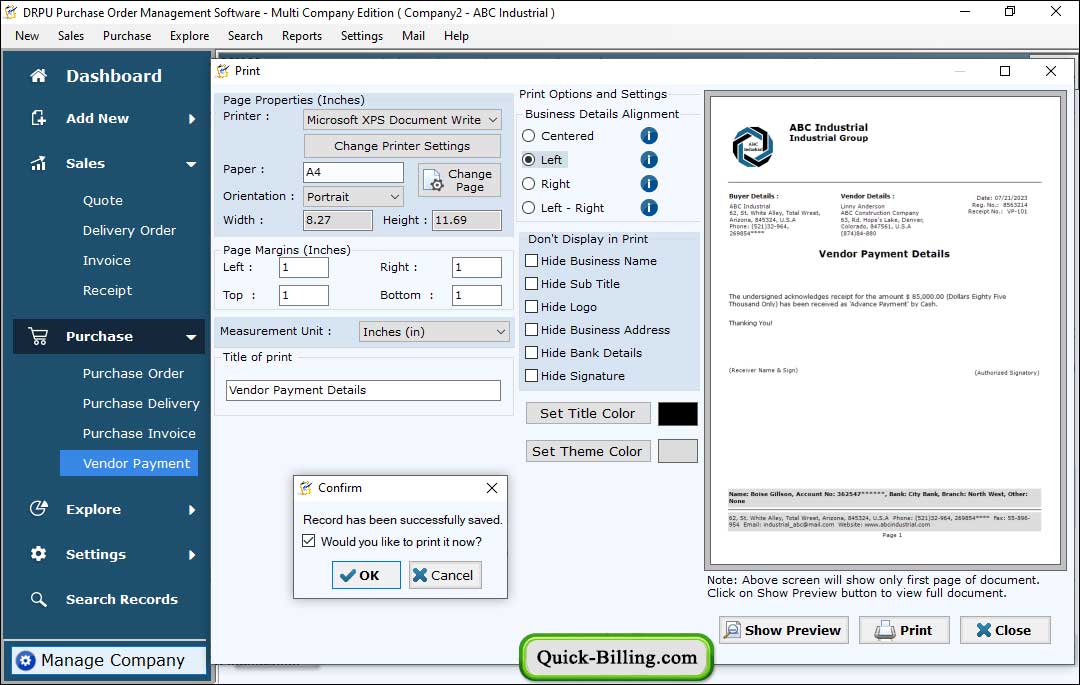 Purchase Order Software - Multi Company Edition