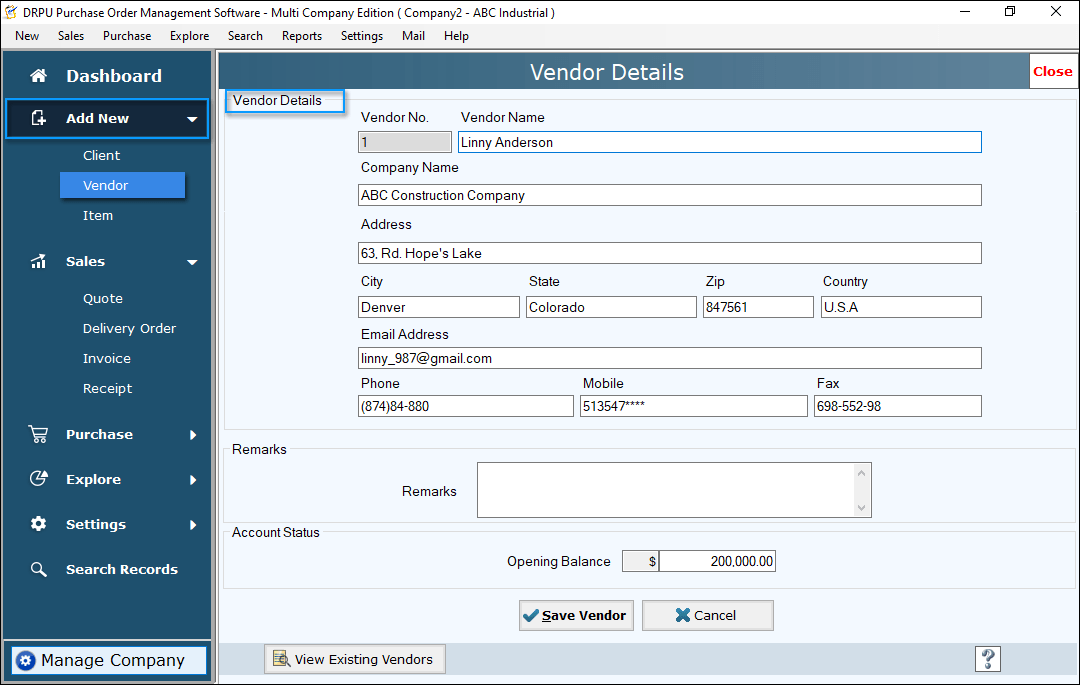 Purchase Order Software - Multi Company Edition