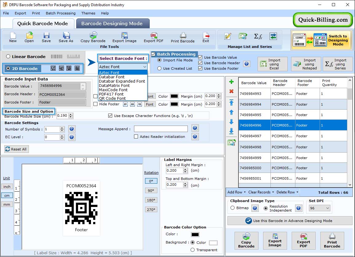 Font Settings Barcode Maker Software for Distribution Industry