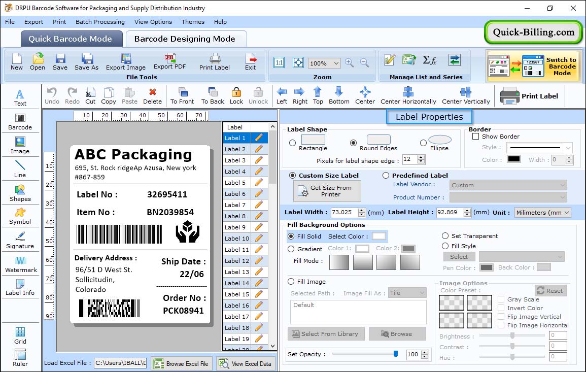 Shape Property Barcode Maker Software for Distribution Industry