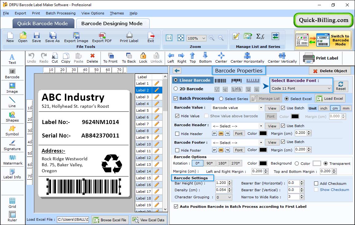Barcode Label Maker Software- Professional