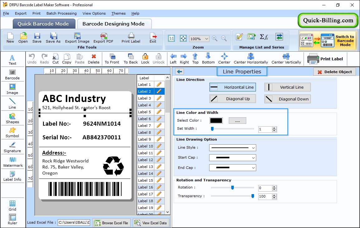 Shape Properties Barcode Label Maker Software- Standard