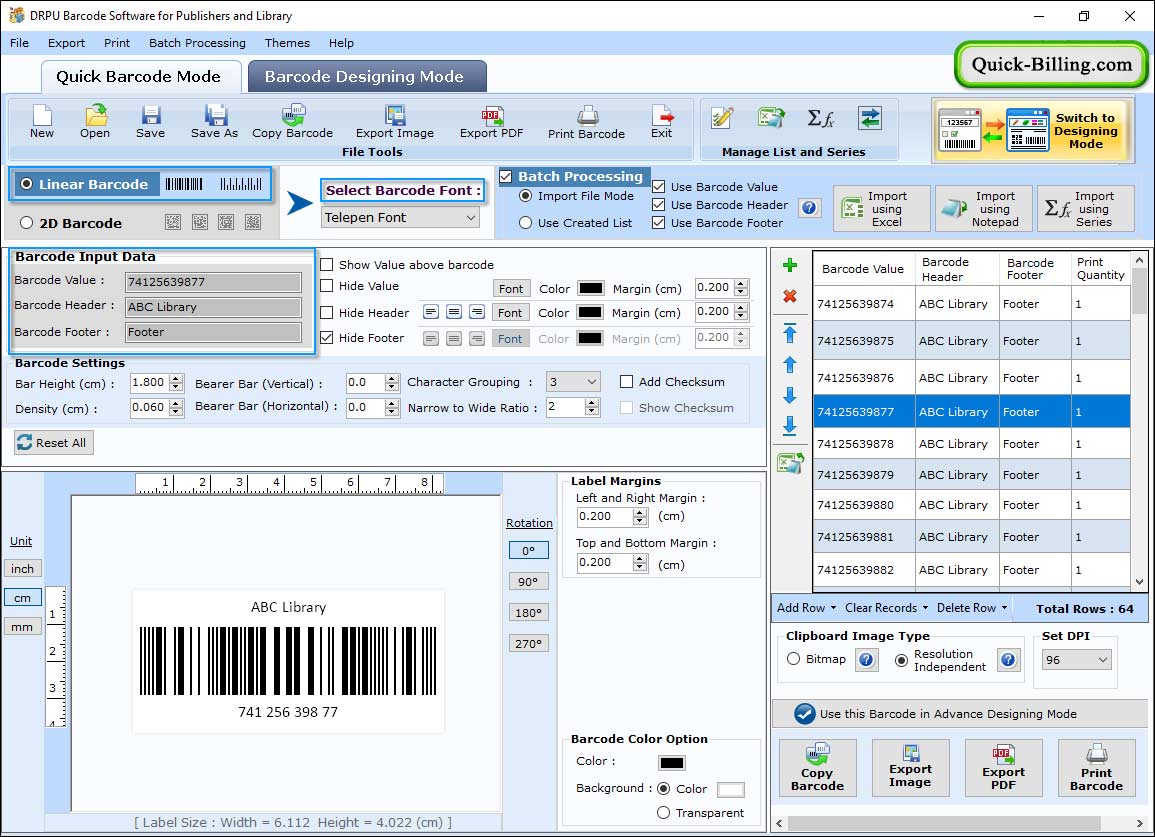 Select the Barcode Technologies and Type Barcode Maker Software for Publishers and Library