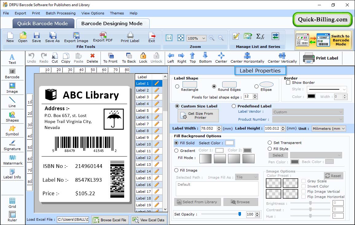 Text barcode Property Barcode Maker Software for Publishers and Library