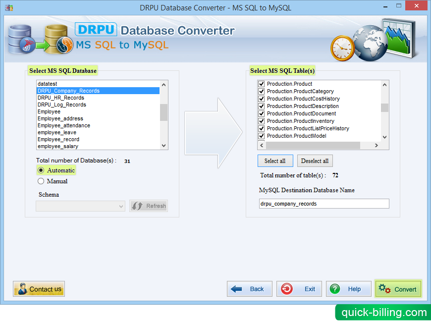 MSSQL to MySQL Database Converter