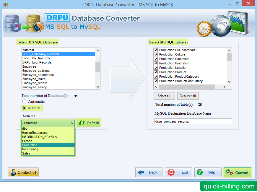 MSSQL to MySQL Database Converter