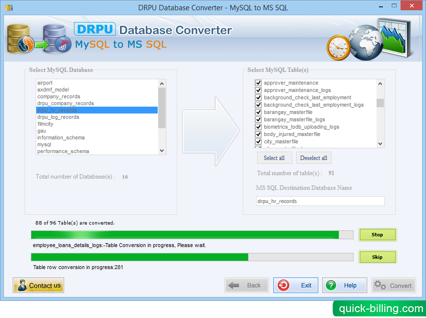 MySQL to MSSQL Database Converter