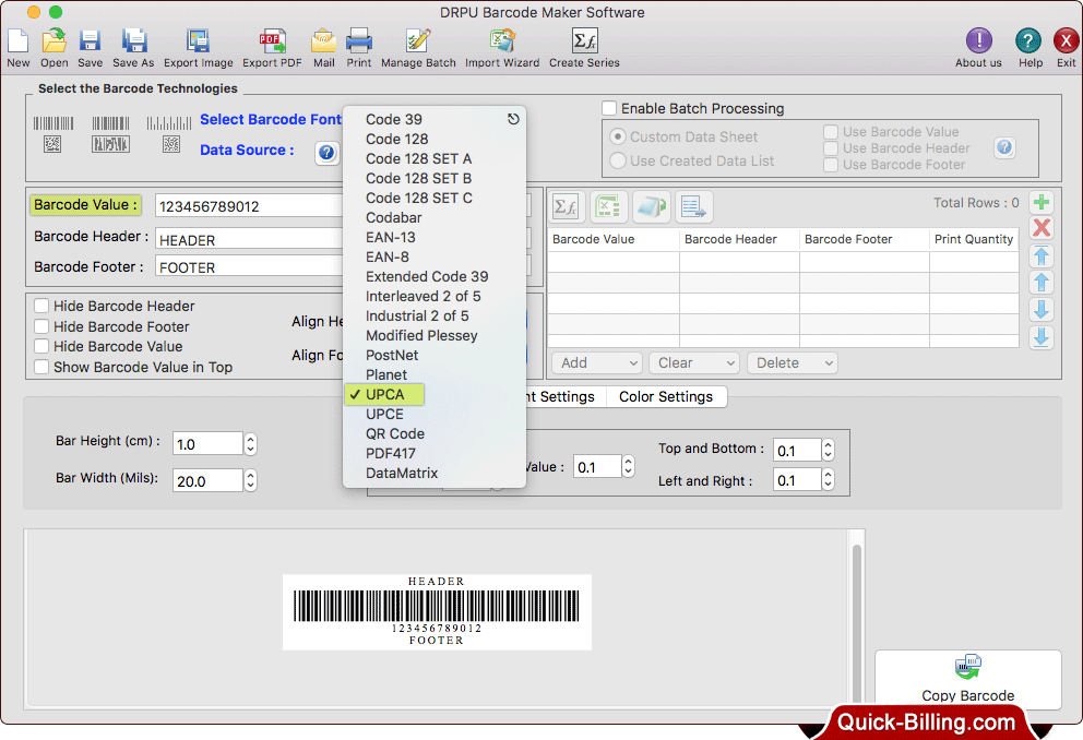 Select Barcode Font