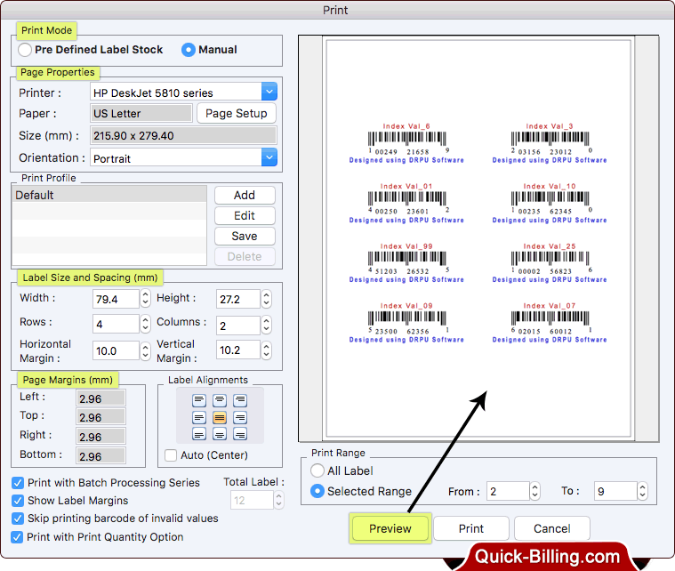 Print barcode labels