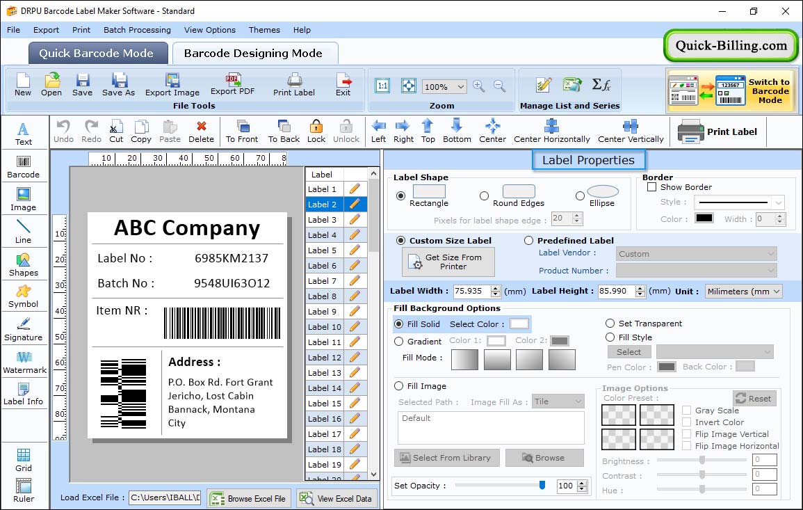 Sequential Series Barcode Label Maker Software- Standard