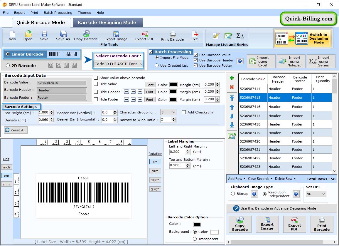General Settings Barcode Label Maker Software- Standard