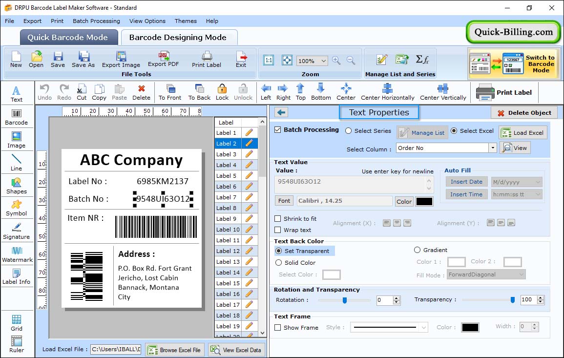 Sequential Series Barcode Label Maker Software- Standard