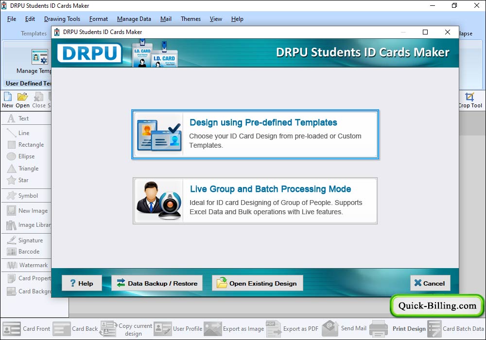 Select any one option Student ID card Design Software