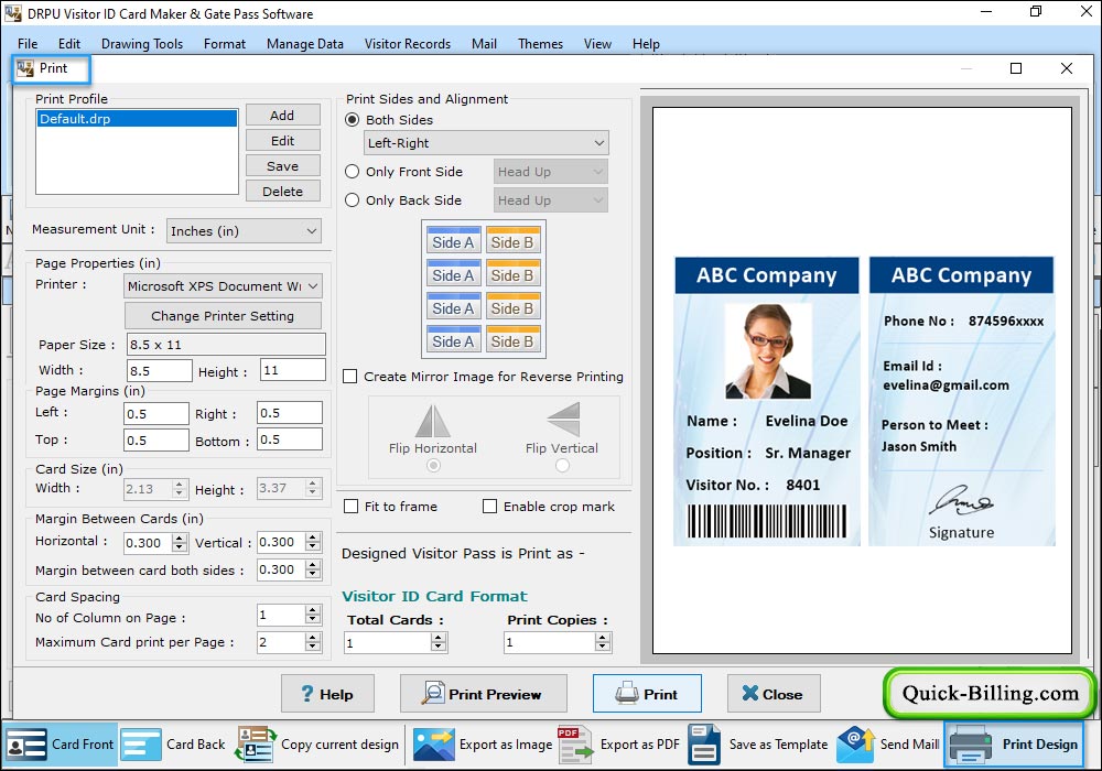 Print Settings Gate Pass Maker Software