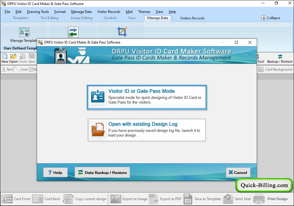Visitors Gate Pass ID Cards Design Software
