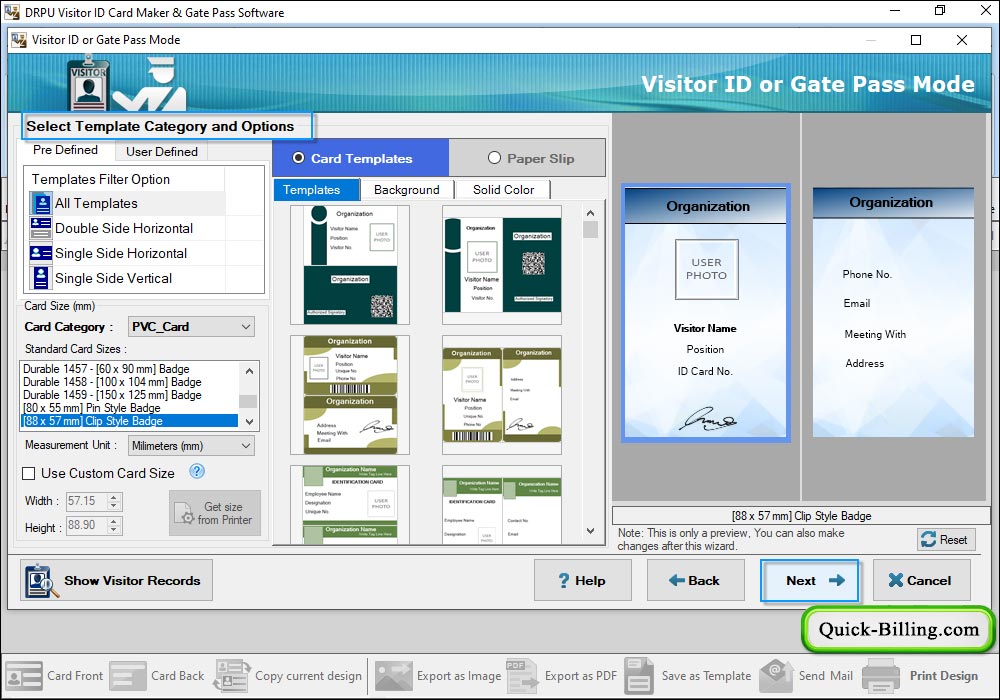 Choose Pre-defined Template Visitor Gate Pass Maker