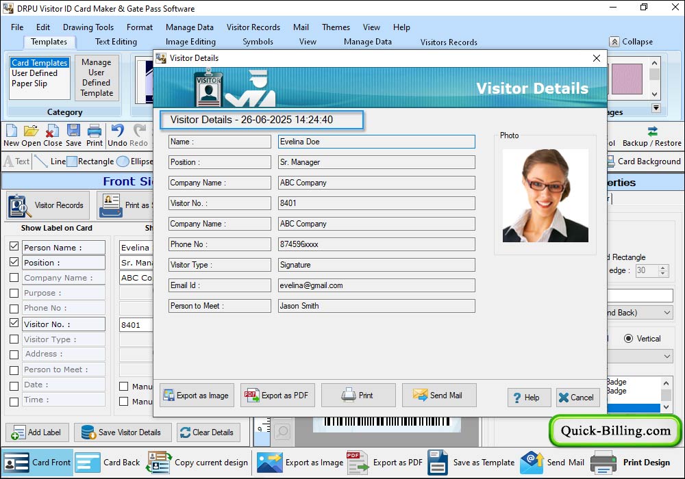 visitor Details Gate Pass Maker Software