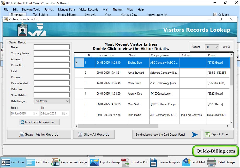 Visitors Records Lookup Gate Pass Maker Software